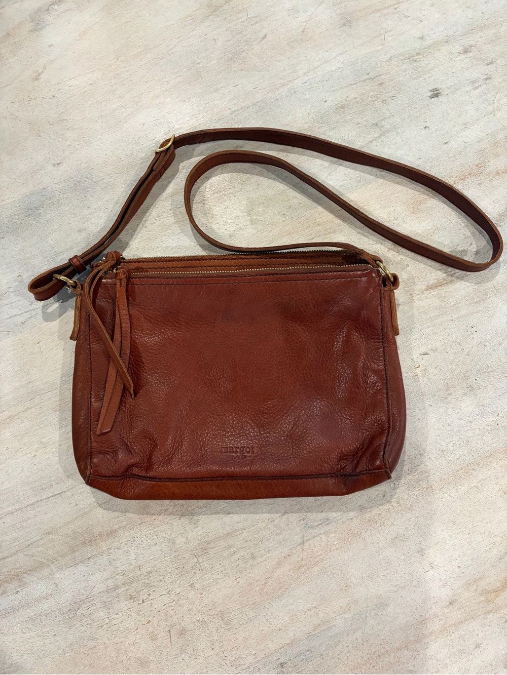 🤎🤎Margot New York Jules Genuine Cognac Brown Leather Crossbody Bag🤎🤎